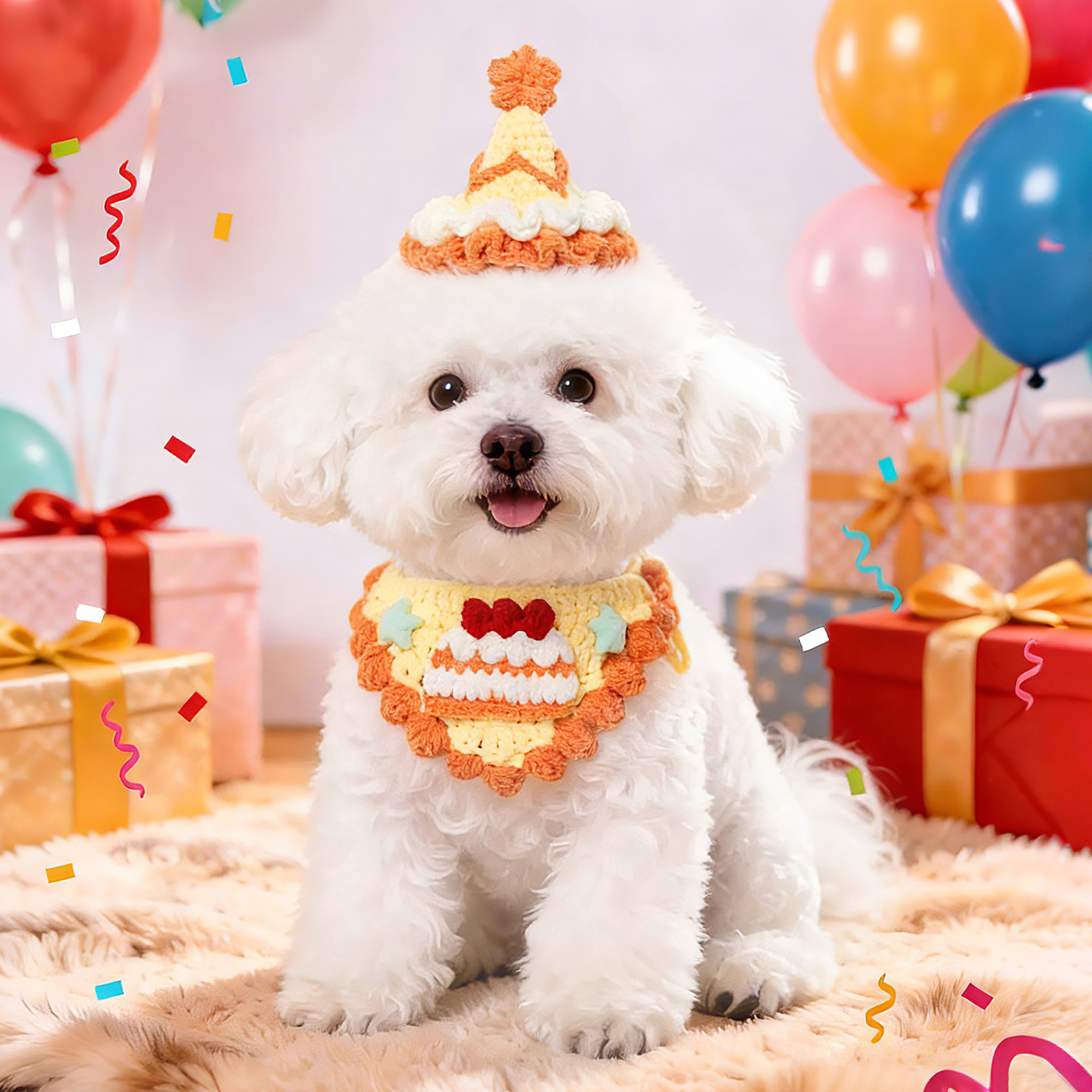 狗狗围脖生日装饰蛋糕帽子小狗可爱项圈小猫猫口水巾宠物围巾围兜