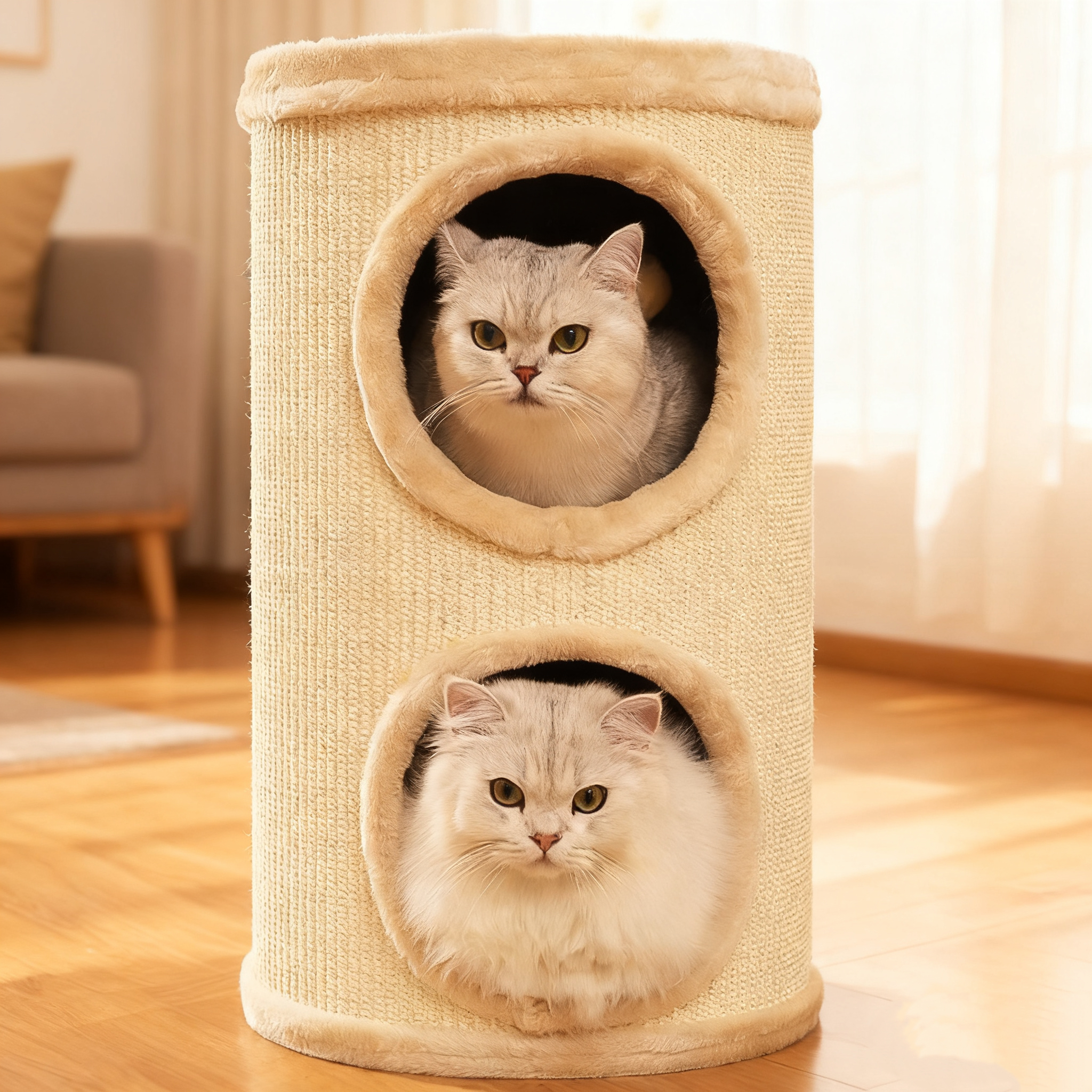 猫爬架猫窝猫树一体猫咪别墅树洞封闭式猫屋双层猫抓板冬季剑麻桶