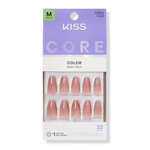 现货！美国Kiss Core Color Medium Coffin穿戴甲 美甲贴片32片