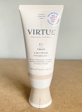 美国Virtue 6合1头发造型乳保湿柔顺弹力光泽防烫保护防毛躁120ml