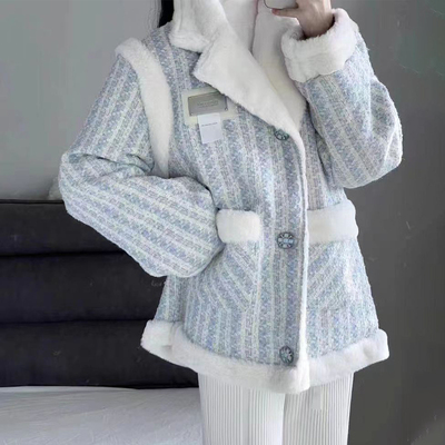 双面穿羊羔毛小香风外套女加厚