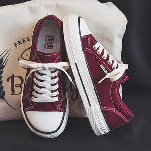 百搭厚底ins潮休闲大头板鞋 新款 女2025春季 环球芒果头红色帆布鞋