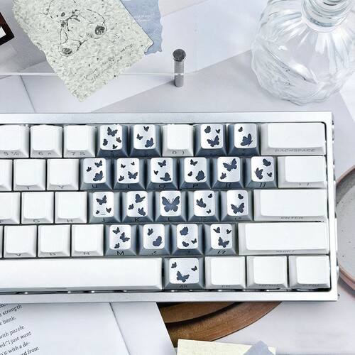 蝴蝶爱心键帽侧刻字符透光适配磁轴机械键盘迈从Ace68狼蛛win60