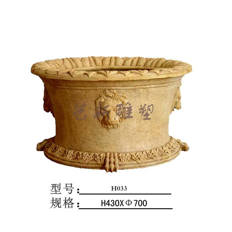 玻璃钢浮雕仿砂岩花盆花钵喷泉水景喷水龙鱼艺术园林雕塑装饰品