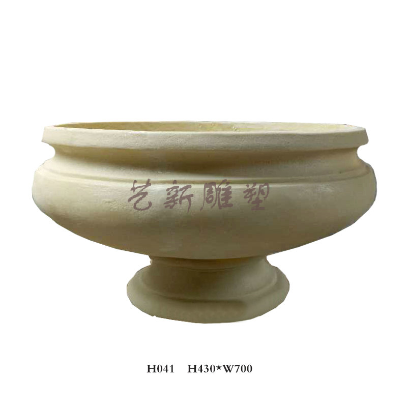 厂家直销人造砂岩花盆石材花钵别墅小区园林景观雕刻立体摆件定制