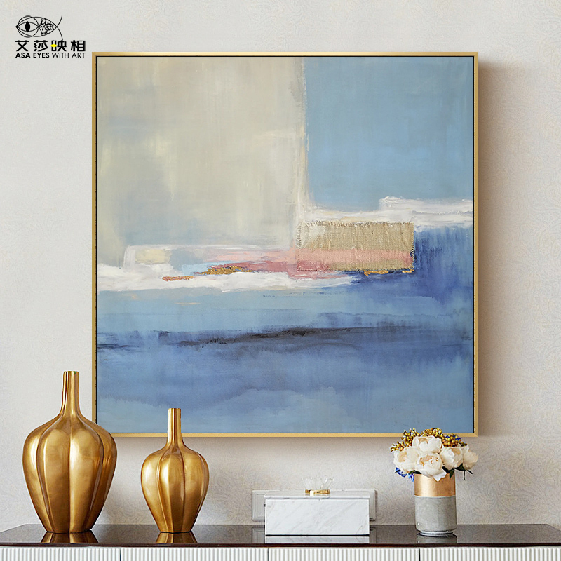手绘油画简约美式立体轻奢客厅抽象装饰画玄关画餐厅走廊挂画定制图片