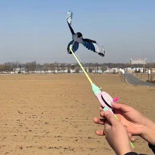 儿童手持动态钓鱼竿小风筝微风易飞小号迷你卡通燕子蝴蝶老鹰纸鸢