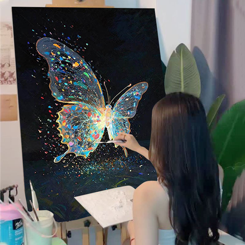 荧光蝴蝶数字油画手工diy填充