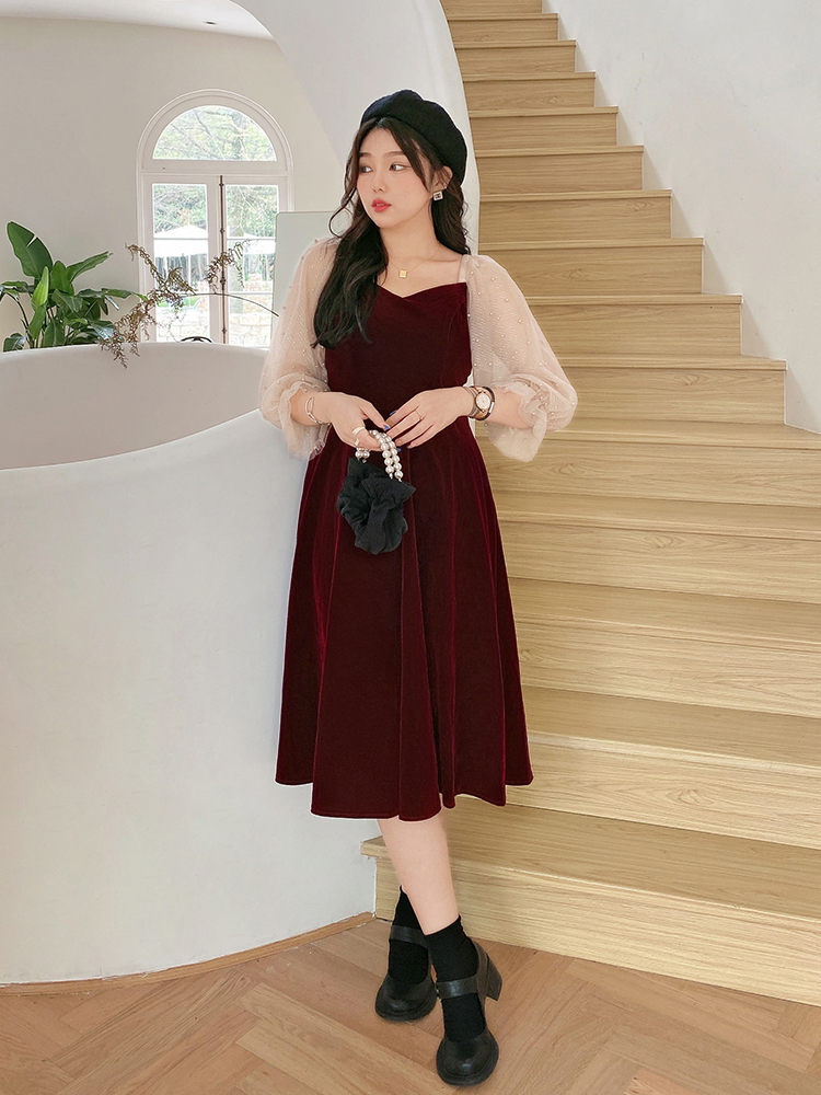 通勤高端大码红色订婚敬酒礼服
