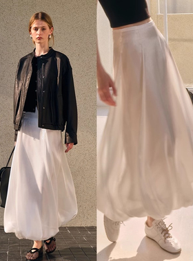 /Balletcore美学飘逸流光感 花苞剪裁时装料半身裙