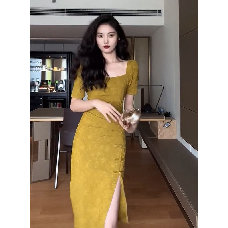 CHEONGSAM 개선 2024 새로운 새로운 중국 스타일 국립 스타일 여성 의류 복고풍 기질 슬림 하이 엔드 드레스 여름