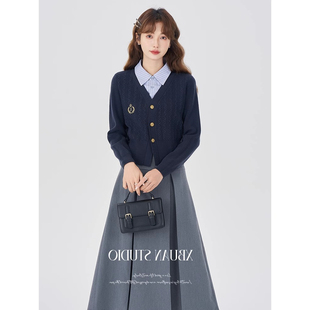 夏美式学院风毛衣面试裙子套装秋冬2025年新款半身裙两件套女不晚