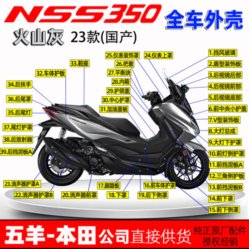 佛沙NSS350全车外壳侧护板排气罩大灯装饰边条泥板23款国产塑料件