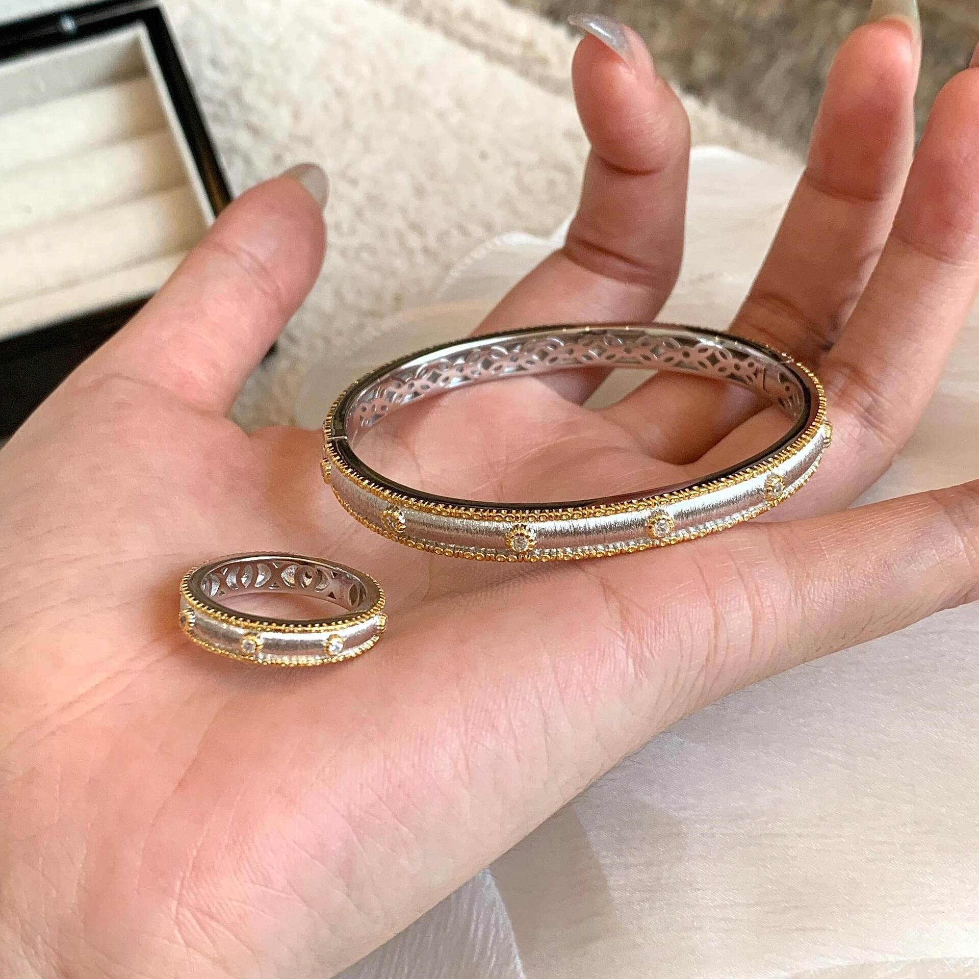 S925纯银！布布风锻面手镯戒指拉丝工艺轻奢小众纯银手镯纯银戒指,饰品/流行首饰/时尚饰品新,银饰手镯,淘宝优惠券,粉丝福利购,淘宝优惠卷