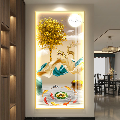 九鱼图玄关装饰画挂画简约现代