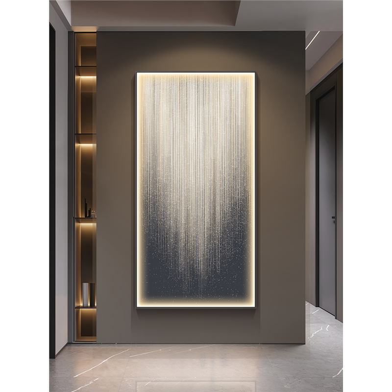 现代轻奢入户玄关装饰画高档简约灯壁画竖版走廊过道高级感发光画