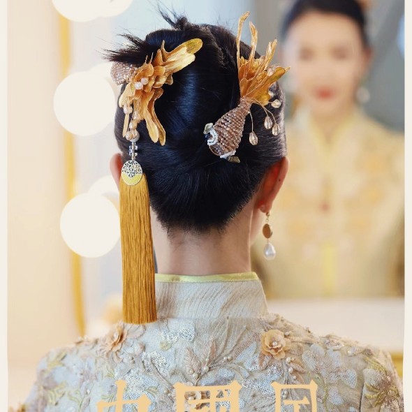 小众秀禾发饰新中式手工新娘发夹