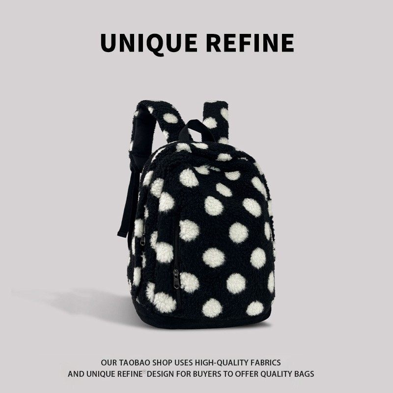 1213#新品 双肩包女2025新款韩系波点通勤百搭背包大学生上课书包