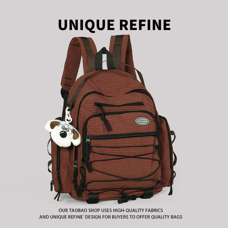 0123#新品 背包户外休闲女时尚格子双肩包高颜值大容量大学生书包,箱包皮具/热销女包/男包,双肩背包,淘宝优惠券,粉丝福利购,淘宝优惠卷