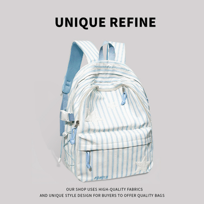 0531*新品 星星条纹图案书包女初中生高中学生高颜值背包双肩包