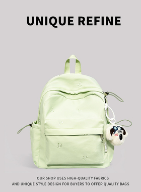 0523#新品 背包女2025新款蝴蝶结刺绣双肩包初中生高中高颜值书包