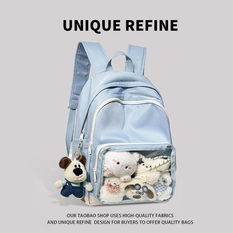 0616#新品 纯色时尚双肩包2025新款大容量背包高中初中生上课书包