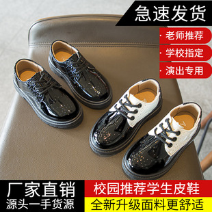 黑色小学生校园演出鞋 男童2025春秋款 软底 英伦风儿童皮鞋 男童皮鞋