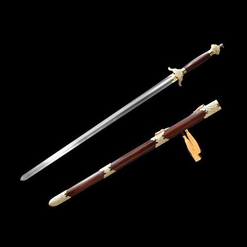 君子太极剑 武术剑折叠锻打百炼花纹钢纯铜装酸枝木半软剑 未开刃