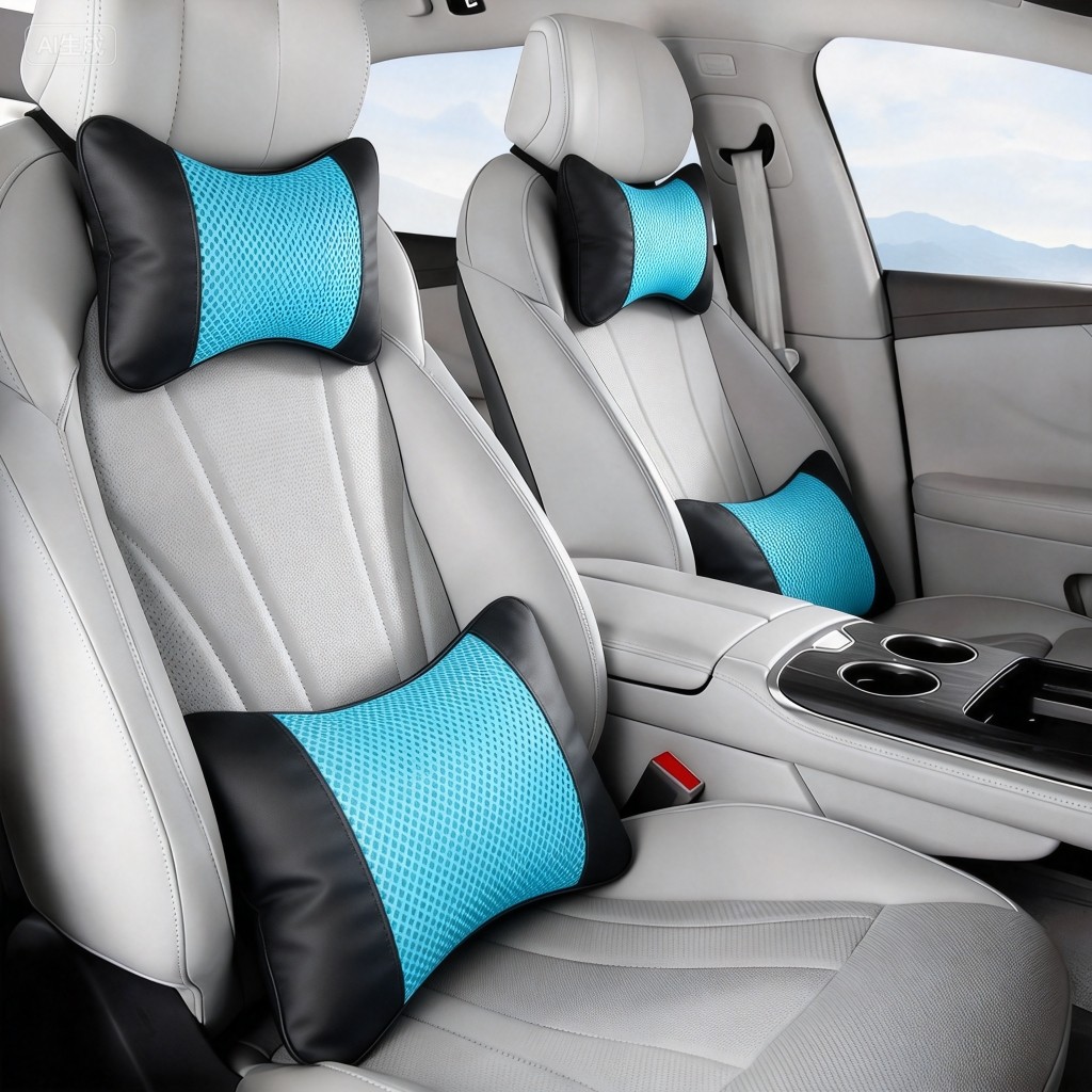 汽车头枕护颈枕车载睡枕靠枕车用枕头座椅腰靠垫软皮车内用品