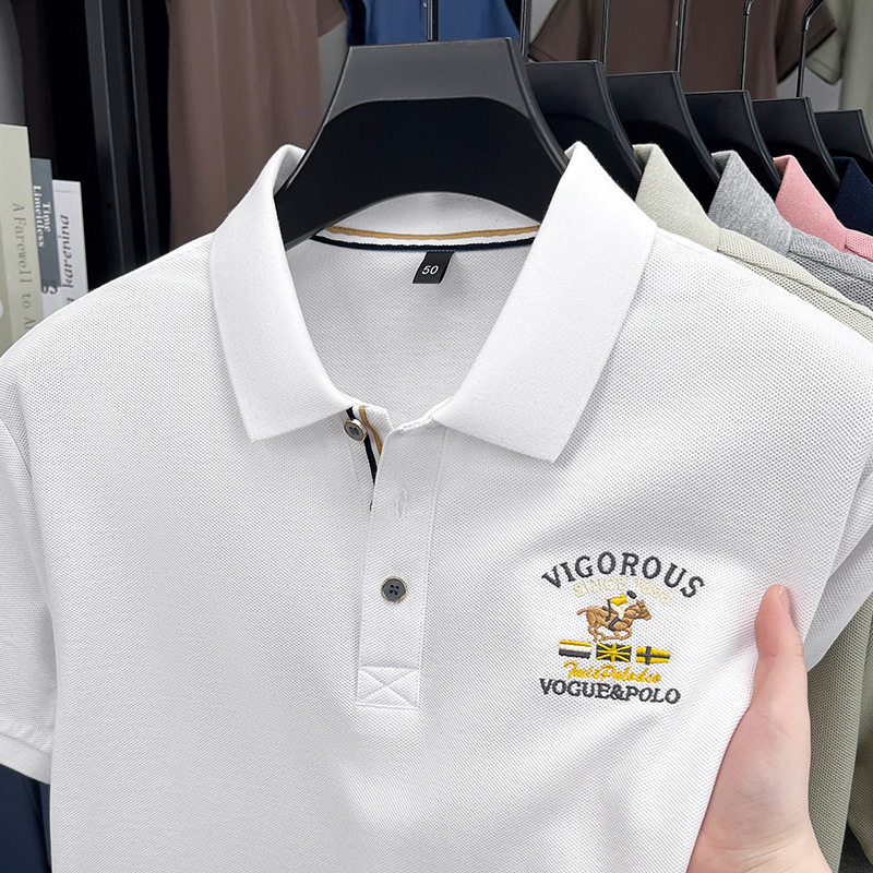 夏季新款男士刺绣经典polo衫高品质休闲翻领短袖t恤男半袖上衣