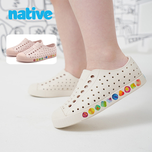 native童鞋 男沙滩溯水鞋 女平底包头凉鞋 软底透气轻便休闲洞洞鞋
