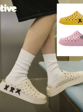 2026新款native洞洞鞋男夏季透气休闲镂空一脚蹬厚底透气包头托鞋