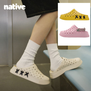 透气休闲镂空一脚蹬厚底透气包头托鞋 男夏季 native洞洞鞋 2026新款