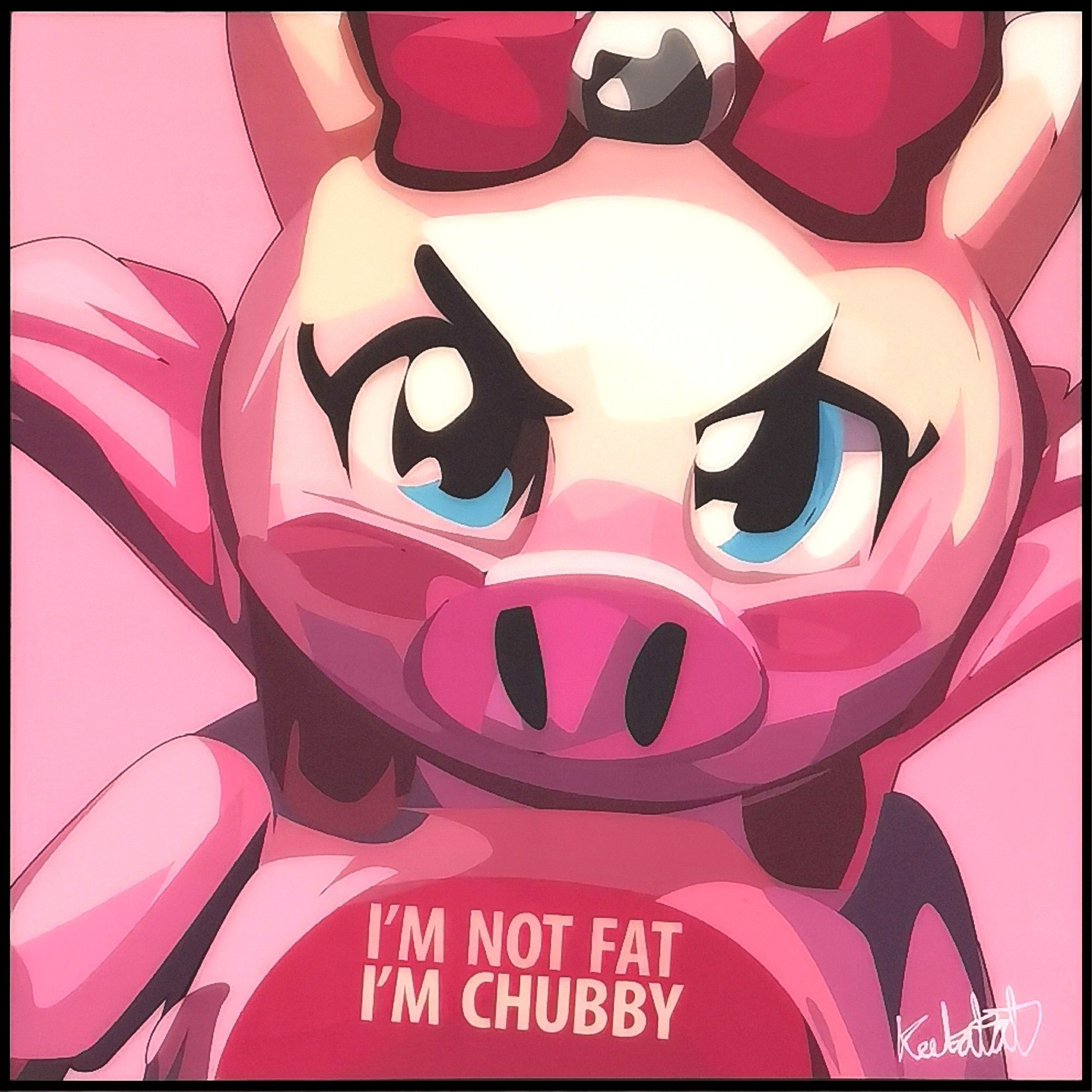 晴天小猪粉红傲娇小猪女郎挂画