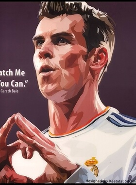 球星加雷斯.贝尔Gareth Bale强夫皇马泰国keetatat波普艺术挂画