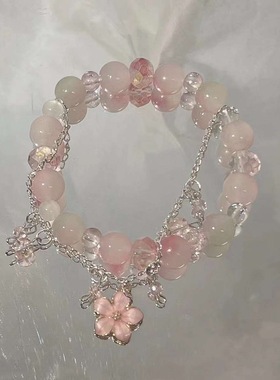 小桃花串珠手链2023年新款潮小众设计樱花高级感手链