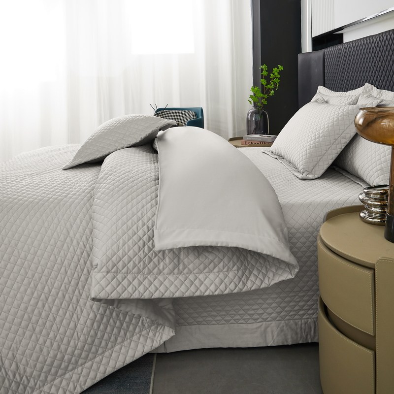 高级感100支全棉床盖四件套纯棉夹棉加厚绗缝被套单件四季通用