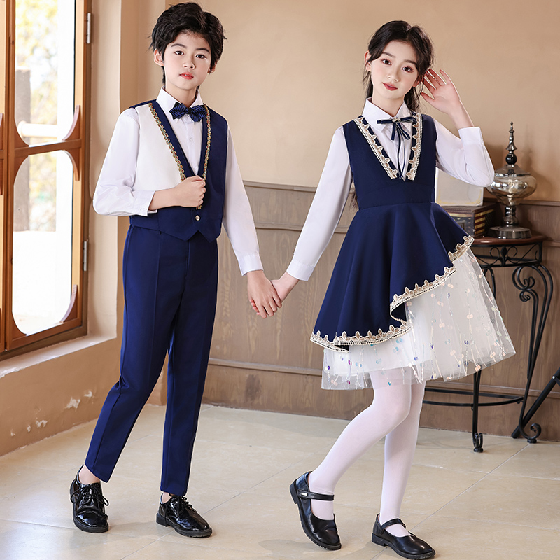 儿童合唱服国庆中小学生团体比赛诗歌朗诵班服表演服主持演讲礼服