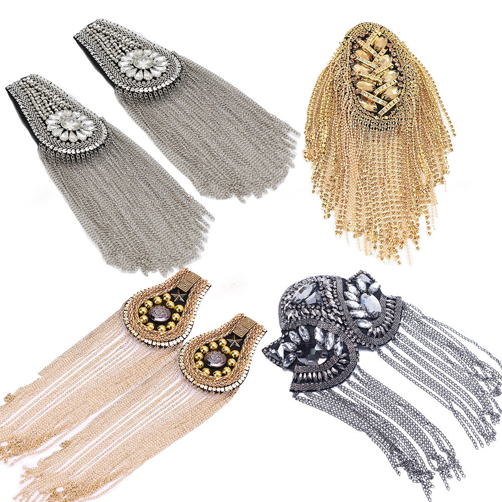 新款时尚金属流苏肩章胸针