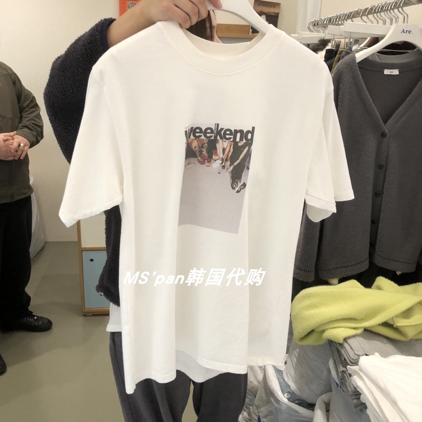 直邮 韩国东大门代购女装2025冬季新款时尚图案圆领百搭休闲T恤
