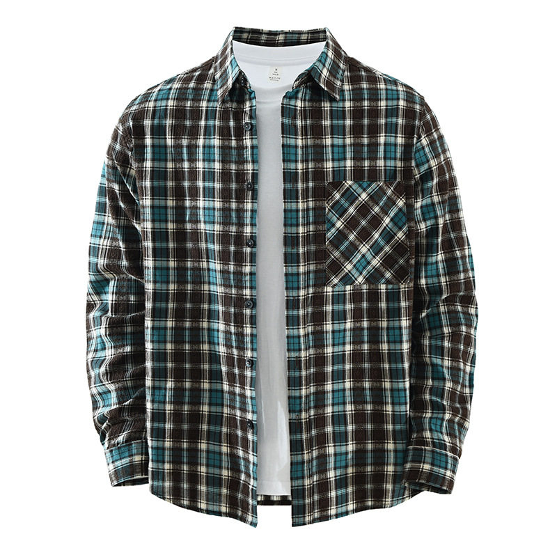 潮流复古格子长袖衬衫男士2026春季时尚百搭文艺休闲宽松上衣7899,男装,衬衫,淘宝优惠券,粉丝福利购,淘宝优惠卷