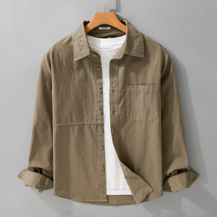 长袖衬衫男免烫抗皱宽松休闲高级感上衣高级感痞帅衬衣2026正流行