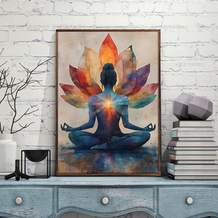 东南亚玄关挂画佛陀装饰画佛像餐厅宾馆民宿复古瑜伽普拉提墙壁画