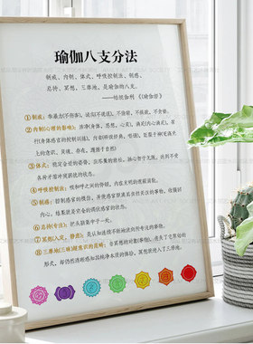瑜伽八支挂画健身普拉提工作室挂画婵柔馆墙画海报yoga房装饰壁画