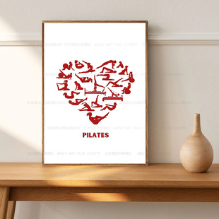 瑜伽动作挂画健身普拉提工作室挂画婵柔馆墙画定制yoga房装饰壁画