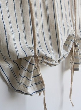 窗帘成品简约条纹卷帘麻绳麻布门帘挂帘半帘升降 罗马帘可定做