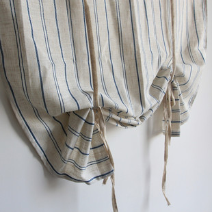 窗帘成品简约条纹卷帘麻绳麻布门帘挂帘半帘升降 罗马帘可定做