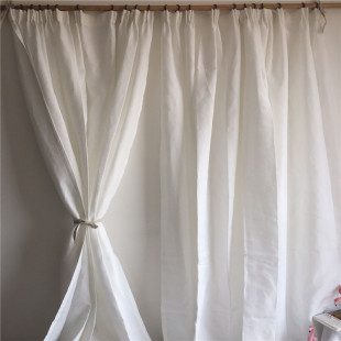 特价 外贸窗帘成品麻布白色窗帘纯色客厅卧室简约现代可定制 清仓