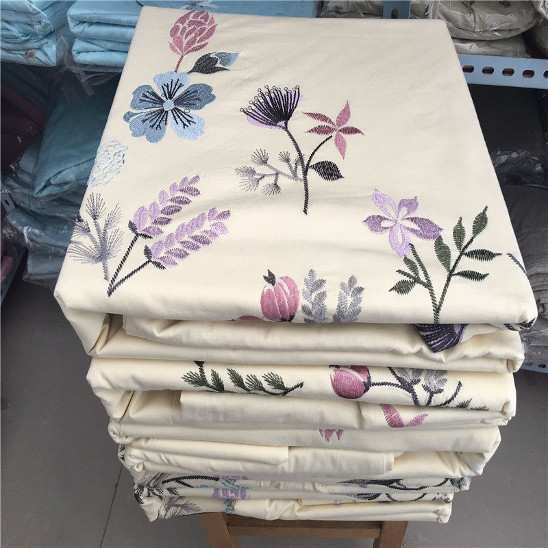 外贸出口纯棉微瑕疵绣花被套单件双人全棉简约清仓特价