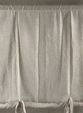 窗帘成品简约粗麻卷帘麻绳麻布门帘挂帘半帘升降 罗马帘可定做